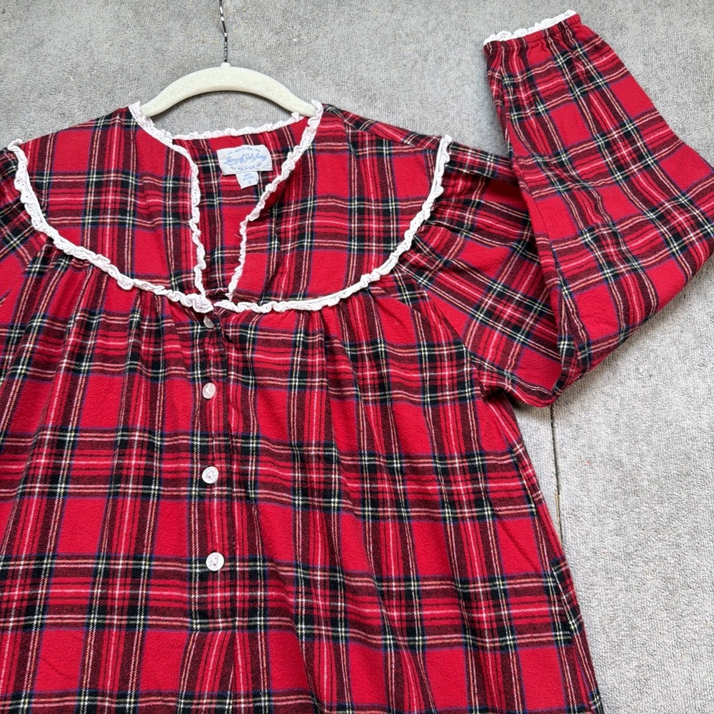 Lanz of Salzburg Flannel Nightgown‎ Small Red Plaid Cotton Cozy